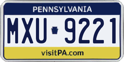 PA license plate MXU9221