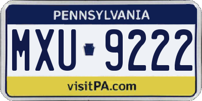 PA license plate MXU9222