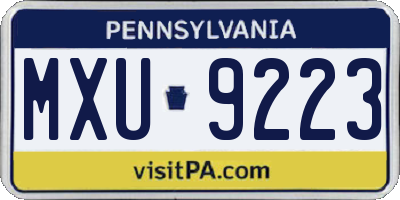 PA license plate MXU9223