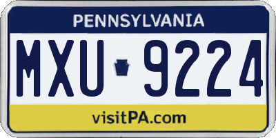 PA license plate MXU9224