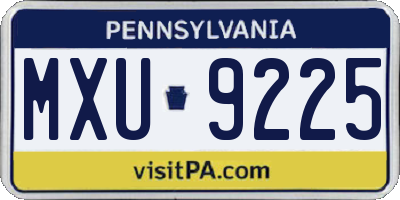 PA license plate MXU9225