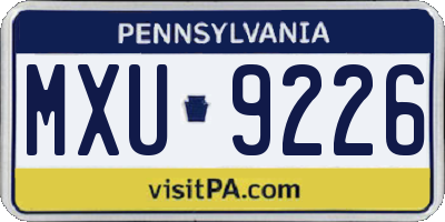PA license plate MXU9226