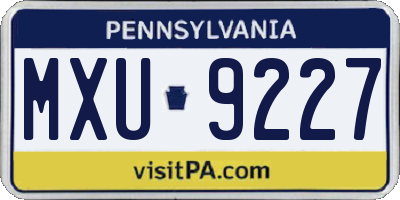 PA license plate MXU9227