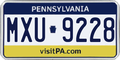 PA license plate MXU9228