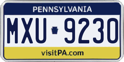 PA license plate MXU9230