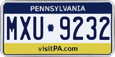 PA license plate MXU9232