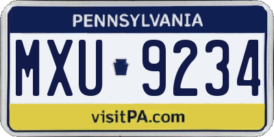 PA license plate MXU9234