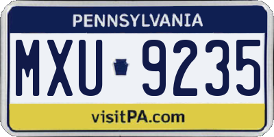 PA license plate MXU9235