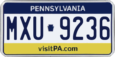 PA license plate MXU9236