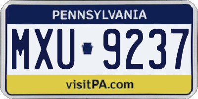 PA license plate MXU9237
