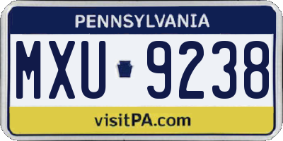 PA license plate MXU9238