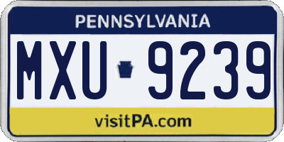 PA license plate MXU9239
