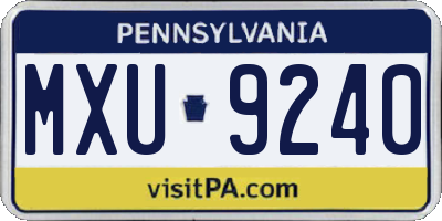 PA license plate MXU9240