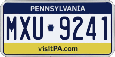 PA license plate MXU9241