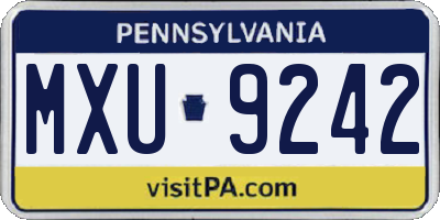 PA license plate MXU9242