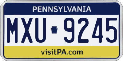 PA license plate MXU9245