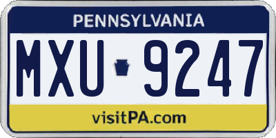 PA license plate MXU9247