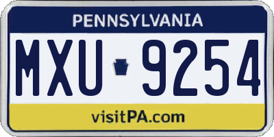 PA license plate MXU9254