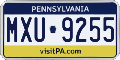 PA license plate MXU9255