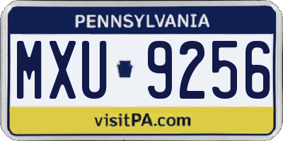 PA license plate MXU9256
