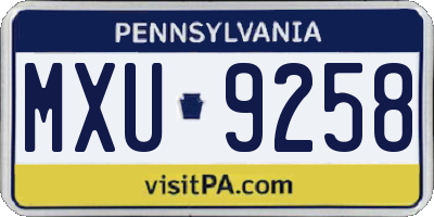 PA license plate MXU9258