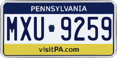 PA license plate MXU9259