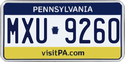 PA license plate MXU9260