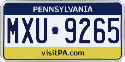 PA license plate MXU9265