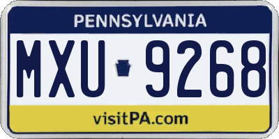 PA license plate MXU9268