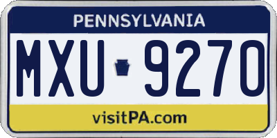 PA license plate MXU9270