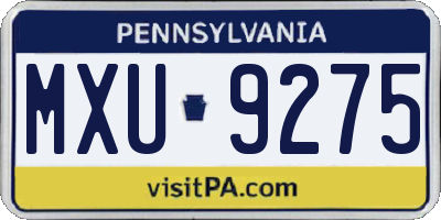 PA license plate MXU9275