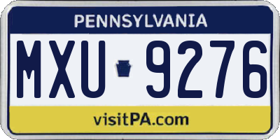 PA license plate MXU9276