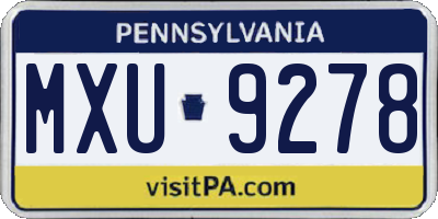 PA license plate MXU9278