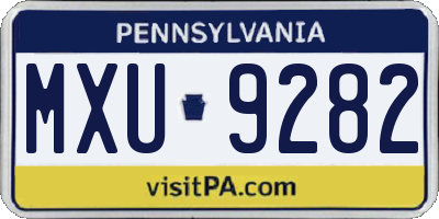 PA license plate MXU9282