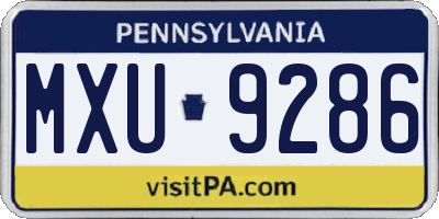 PA license plate MXU9286