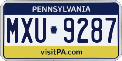 PA license plate MXU9287