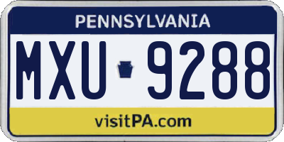 PA license plate MXU9288