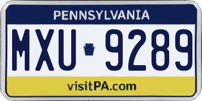 PA license plate MXU9289