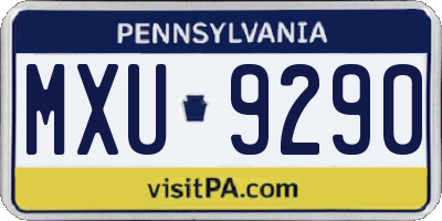 PA license plate MXU9290