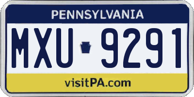 PA license plate MXU9291