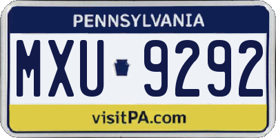 PA license plate MXU9292