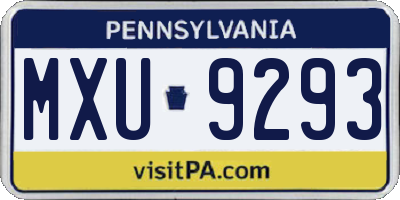 PA license plate MXU9293