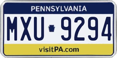 PA license plate MXU9294