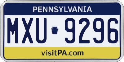 PA license plate MXU9296