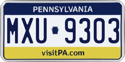PA license plate MXU9303