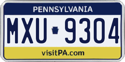 PA license plate MXU9304