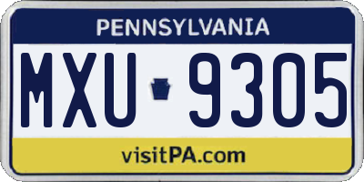 PA license plate MXU9305