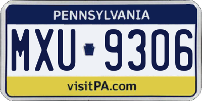 PA license plate MXU9306