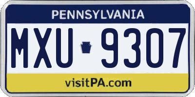 PA license plate MXU9307