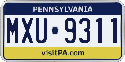 PA license plate MXU9311